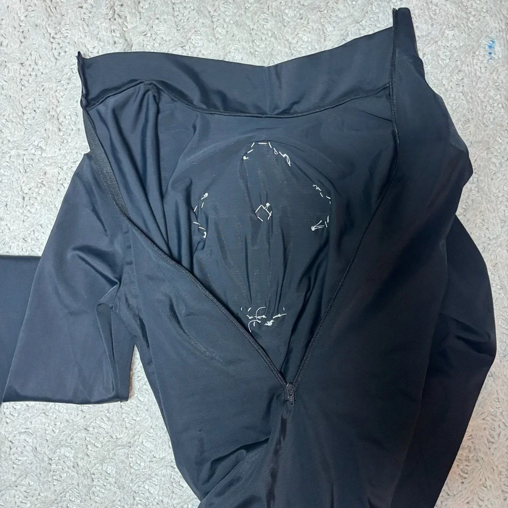 Nylon Spandex Leotard Dance Bodysuit Black +‎ Rhinestone Cross Turtleneck MA